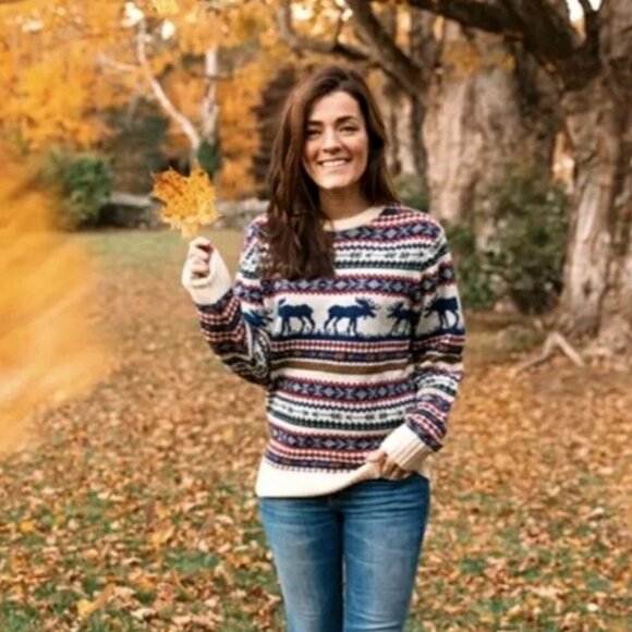 Kiel James Patrick The Great Moose Sweater Christmas Winter Wool Blend Fair Isle - Picture 3 of 11